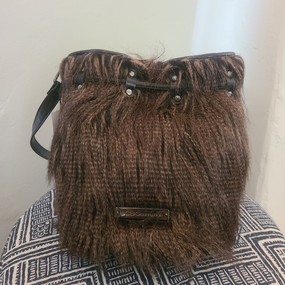 BCBGeneration Fur Drawstring Bag